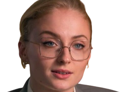 Sticker sophie turner secretaire lunettes blonde cheveux attaches 2026 femme actrice trentaine trentenaire par PubliusOvidius