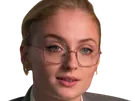 sophie turner secretaire lunettes blonde cheveux attaches 2026 femme actrice trentaine trentenaire