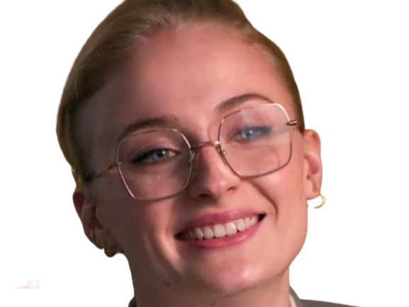 Sticker sophie turner secretaire lunettes blonde cheveux attaches 2026 femme actrice trentaine trentenaire par PubliusOvidius