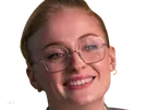 sophie turner secretaire lunettes blonde cheveux attaches 2026 femme actrice trentaine trentenaire