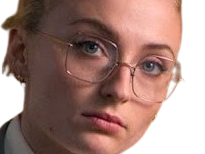 Sticker sophie turner secretaire lunettes blonde cheveux attaches 2026 femme actrice trentaine trentenaire par PubliusOvidius