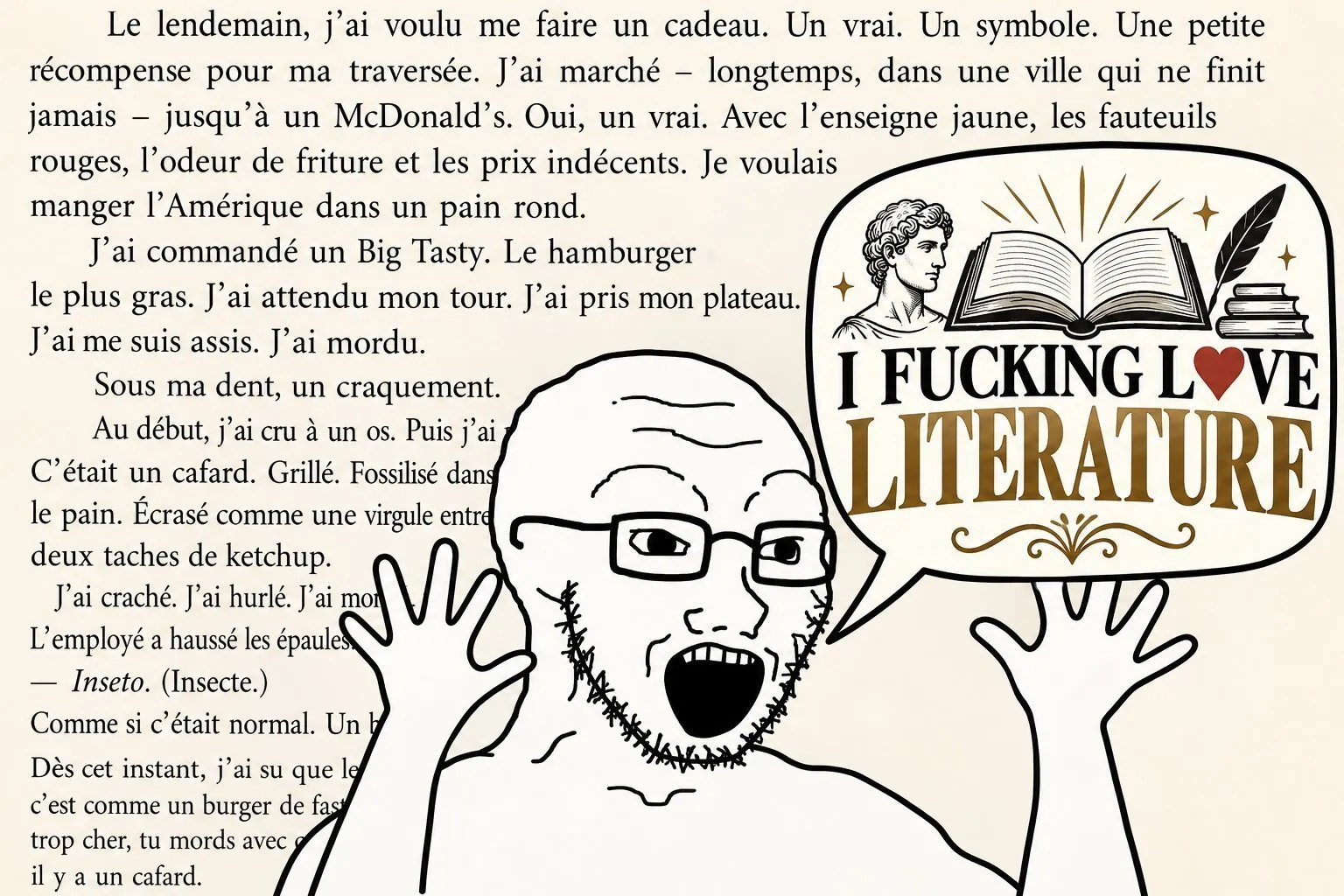 Sticker critiques litteraires thelyson orelien imposture anarque bobo gauchiste prix litteraire roman ia goncourt daube ecriture par ProlapsusDeBHL