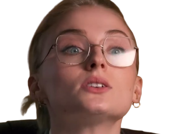 Sticker sophie turner secretaire lunettes blonde cheveux attaches 2026 femme actrice trentaine trentenaire par PubliusOvidius