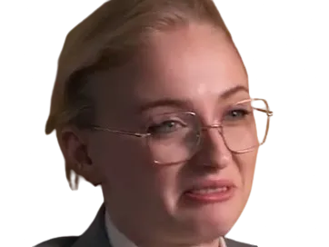 Sticker sophie turner secretaire lunettes blonde cheveux attaches 2026 femme actrice trentaine trentenaire par PubliusOvidius