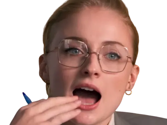 Sticker sophie turner secretaire lunettes blonde cheveux attaches 2026 femme actrice trentaine trentenaire par PubliusOvidius