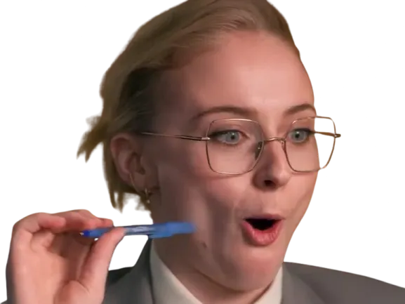 Sticker sophie turner secretaire lunettes blonde cheveux attaches 2026 femme actrice trentaine trentenaire par PubliusOvidius