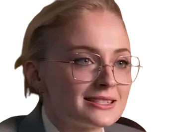 Sticker sophie turner secretaire lunettes blonde cheveux attaches 2026 femme actrice trentaine trentenaire par PubliusOvidius