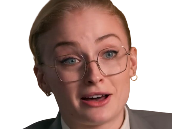 Sticker sophie turner secretaire lunettes blonde cheveux attaches 2026 femme actrice trentaine trentenaire par PubliusOvidius