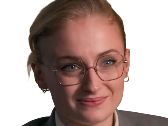 Sticker sophie turner secretaire lunettes blonde cheveux attaches 2026 femme actrice trentaine trentenaire par PubliusOvidius