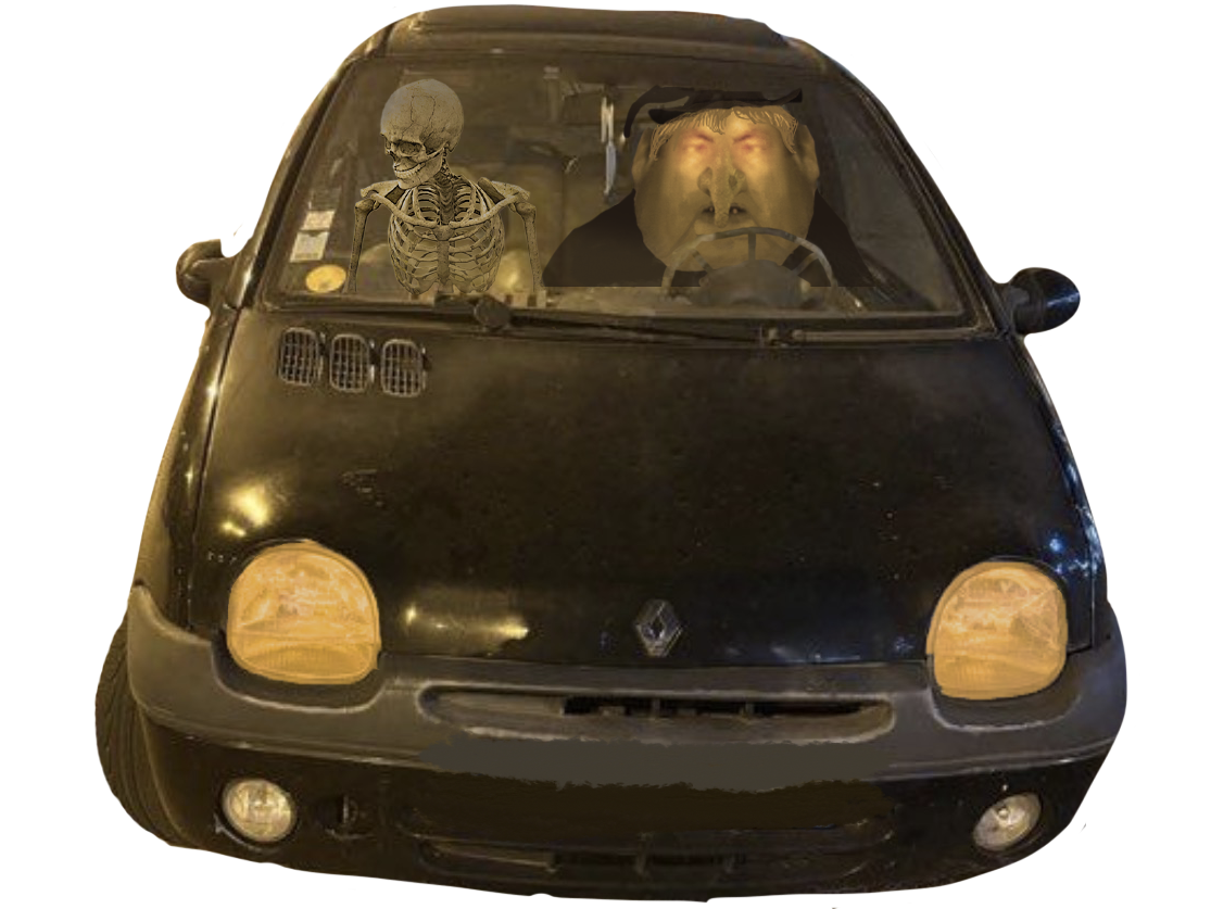 Sticker fou du village dream twingo squelette risitas sorcier voiture effrayant par Revenant