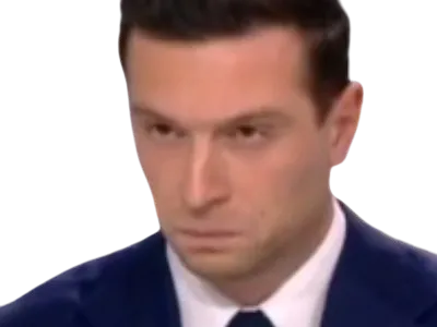 Sticker bardella mediapart cnews rn rniste jordan fache malheureux politique fn lepen rassemblementnational tete visage peur par SayIt