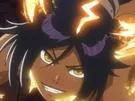 yoruichi shihouin bleach cheveux violet pourpre yeux jaune ambre dess desdemone fic bloop eclair shikai