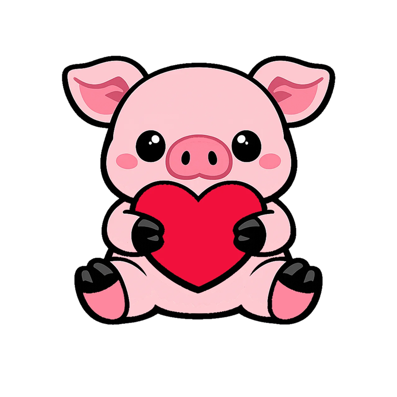 Sticker cochon porc porcinet cochonaille mignon animal coeur par ProlapsusDeBHL