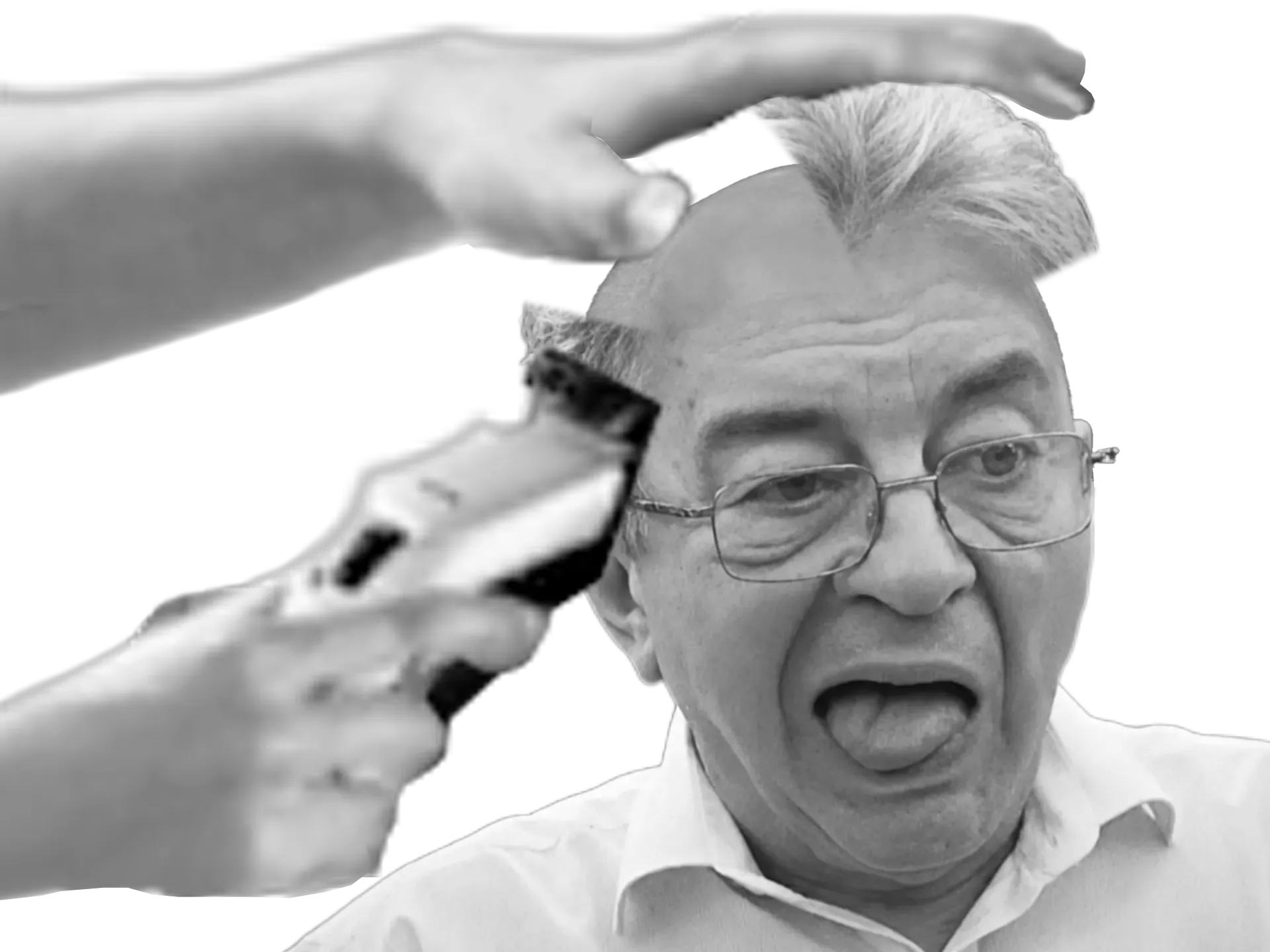 Sticker jean luc melenchon merluche tonte tondu rase rasoir cheuveux lfi gauche liberation facho antisemite nazi par Madza