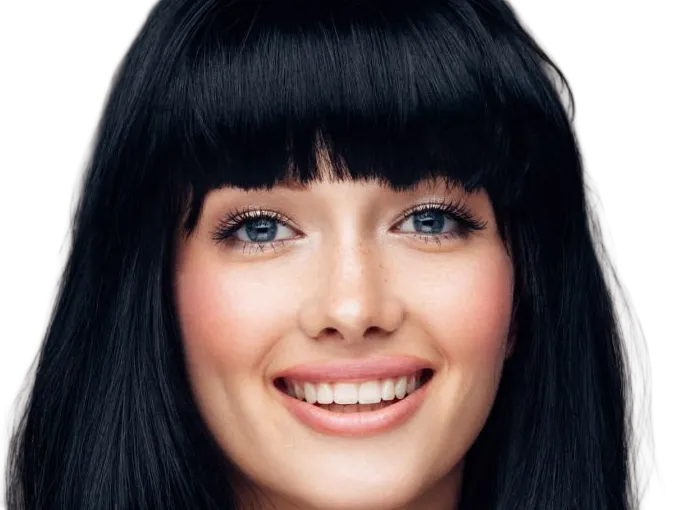 Sticker coffeeandmilk mannequin femme brune yeux bleus frange libre de droit banque image pas nom par Dark-63