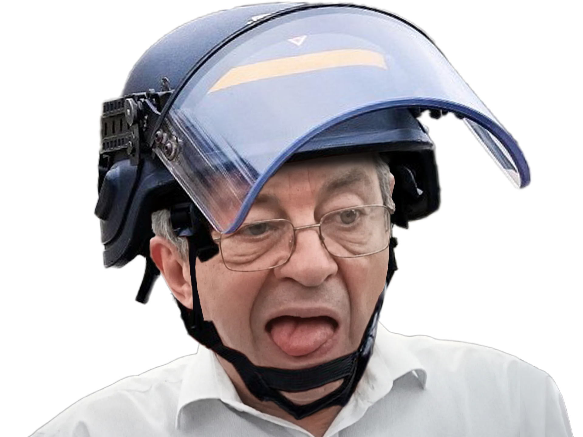 Sticker melenchon crs casque flase flag lfi blackblock emeute lycees 2027 finito grimace par Madza