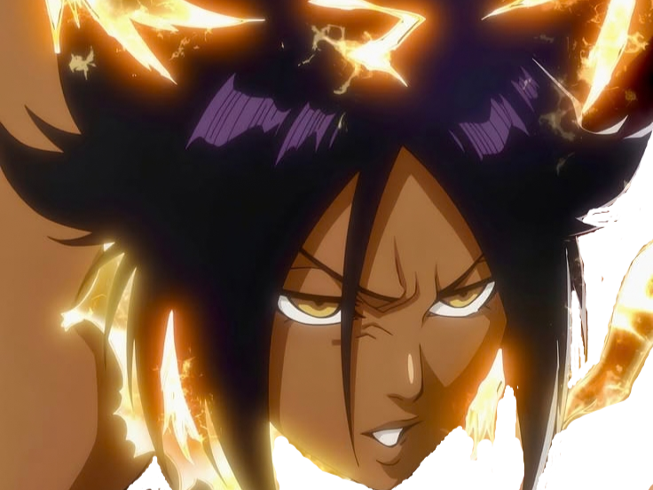 Sticker yoruichi shihouin bleach cheveux pourpre violet yeux ambre jaune desdemone dess fic bloop shikai eclair par Bl0op