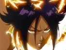 yoruichi shihouin bleach cheveux pourpre violet yeux ambre jaune desdemone dess fic bloop shikai eclair