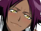 yoruichi shihouin bleach cheveux pourpre violet yeux ambre jaune desdemone dess fic bloop