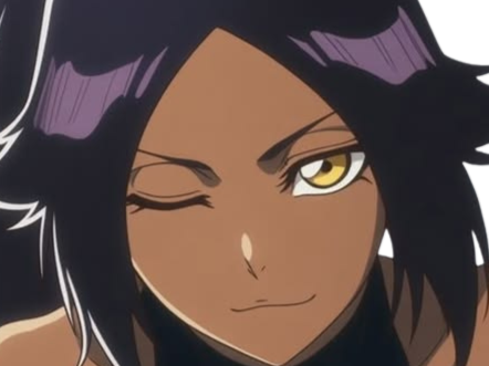 Sticker yoruichi shihouin bleach cheveux pourpre violet yeux ambre jaune desdemone dess fic bloop par Bl0op