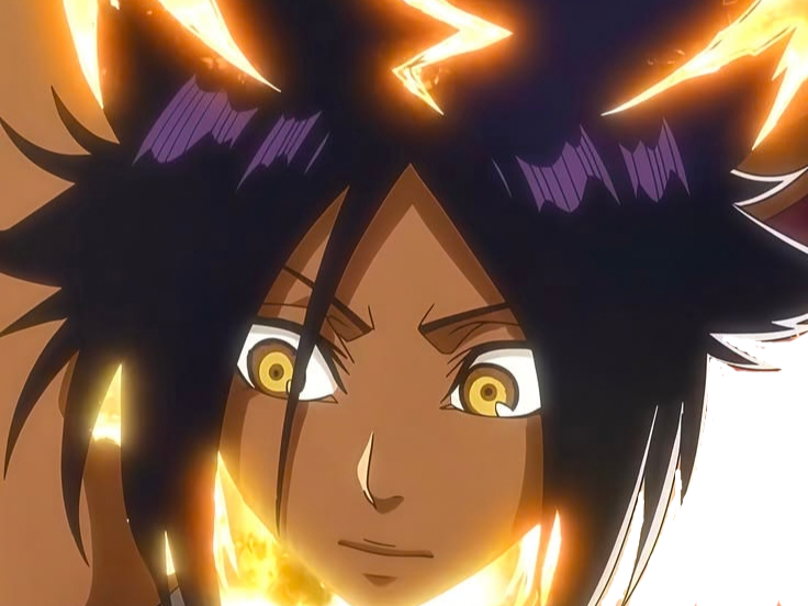 Sticker yoruichi shihouin bleach cheveux violet pourpre yeux jaune ambre dess desdemone fic bloop shikai eclair par Bl0op