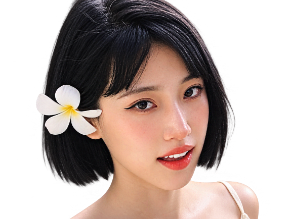 Sticker june liu mannequin charme asiatique chinoise spicygum belle vahine fleur par Tromperie