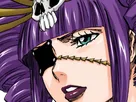 katen kyokotsu bleach cheveux violet yeux vert bandeau frange crane fic bloop
