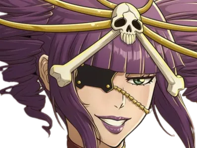 Sticker katen kyokotsu bleach cheveux violet yeux vert bandeau frange crane fic bloop par Bl0op