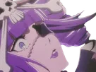 katen kyokotsu bleach cheveux violet yeux vert bandeau frange crane fic bloop
