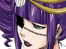 katen kyokotsu bleach cheveux violet yeux vert bandeau frange crane fic bloop