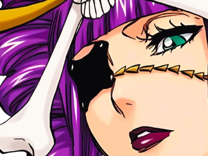 Sticker katen kyokotsu bleach cheveux violet yeux vert bandeau frange crane fic bloop par Bl0op