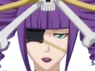 katen kyokotsu bleach cheveux violet yeux vert bandeau frange crane fic bloop
