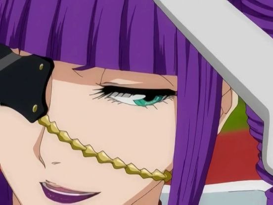 Sticker katen kyokotsu bleach cheveux violet yeux vert bandeau frange crane fic bloop par Bl0op