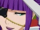 katen kyokotsu bleach cheveux violet yeux vert bandeau frange crane fic bloop