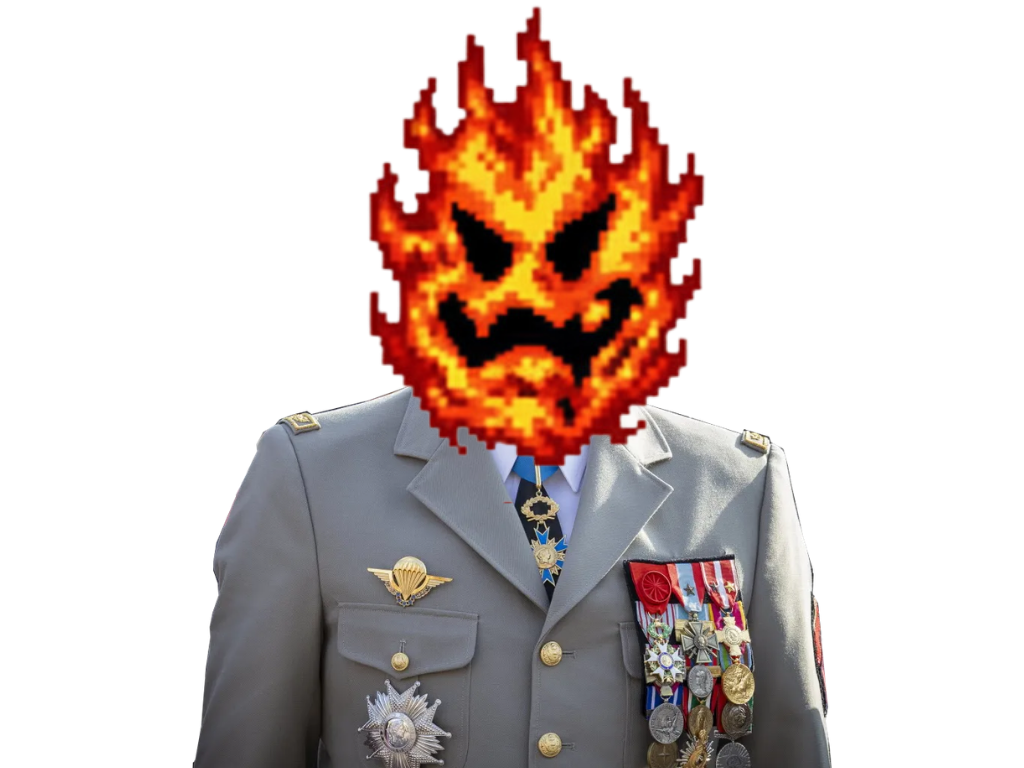Sticker laves fatales risitas issou general medaille chef respect mario 64 nintendo feu tete aya par LavesFatales