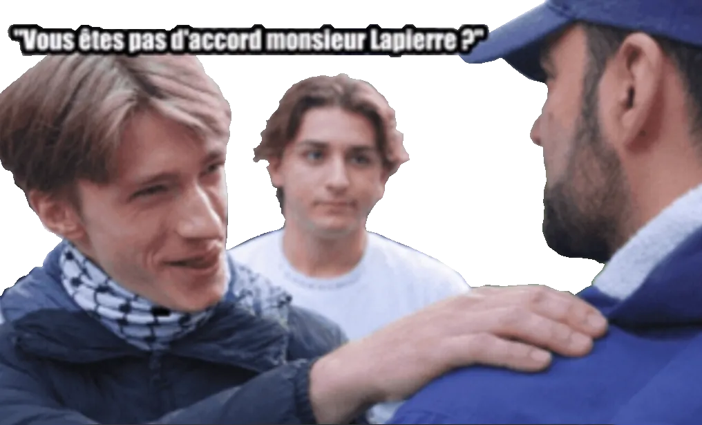 Sticker vincent lapierre daccord manif lycee etudiants etude blocus video meme lyceen elwan akakichi main epaule par KheyAssurance