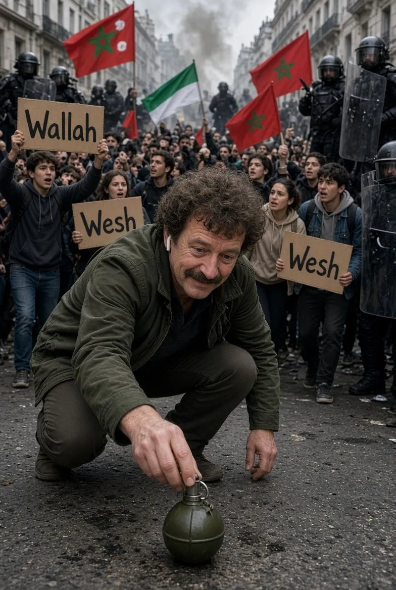 Sticker quoicoubeh quoicoubix manif manifestation grenade police acab jeune wallah wesh etudiant gauche gauchiste emeute riot par Ginatack