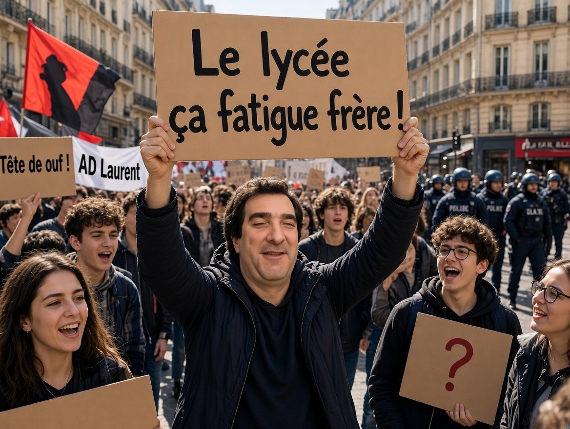 Sticker manif manifestation police jeune wallah etudiant gauche gauchiste emeute riot pablo tete ouf fatigue frere par Ginatack