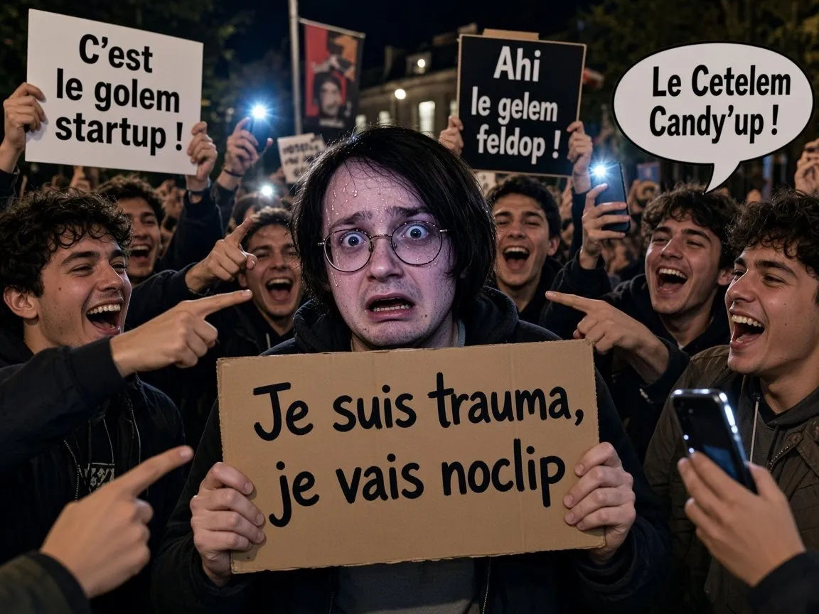 Sticker manif manifestation police jeune wallah etudiant gauche gauchiste emeute riot feldup golem trauma noclip felix par Ginatack