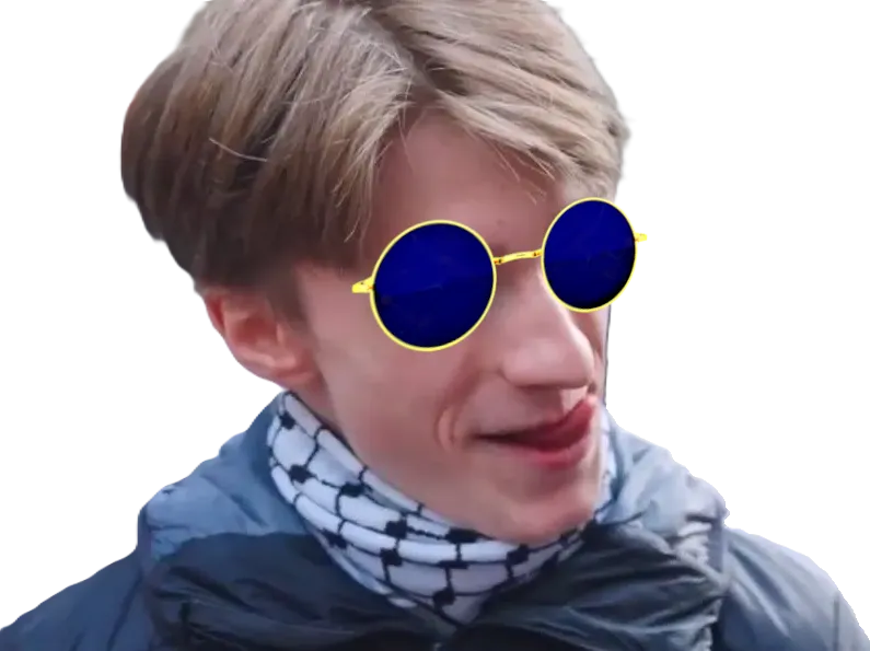 Sticker vincent lapierre manif lycee etudiants etude blocus video meme lunettes bleues elwan lyceen langue bleu par KheyAssurance