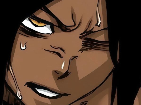 Sticker yoruichi shihouin bleach cheveux violet pourpre yeux jaune ambre desdemone dess fic bloop blessee par Bl0op