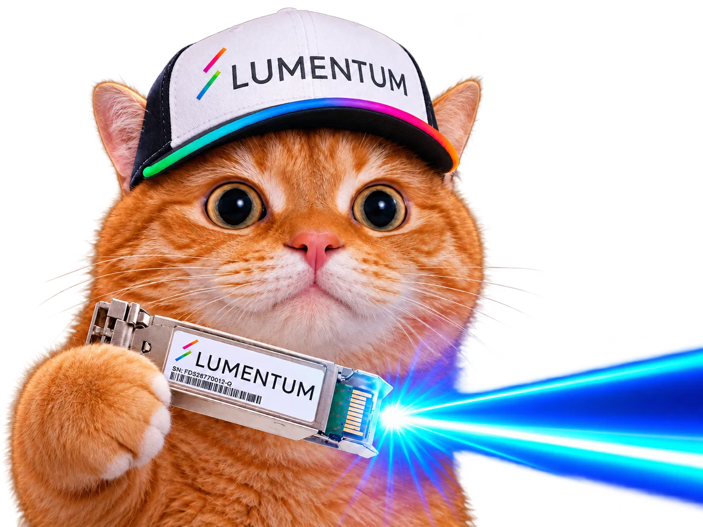 Sticker chat casquette bourse datacenter laser npo cpo networking lumiere lite lumentum par Percevalois