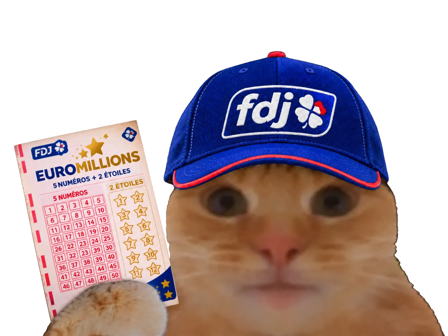 Sticker chat fiston laverited fdj loto euromillions ticket casquette bourse dividende grassouillet odess par Percevalois