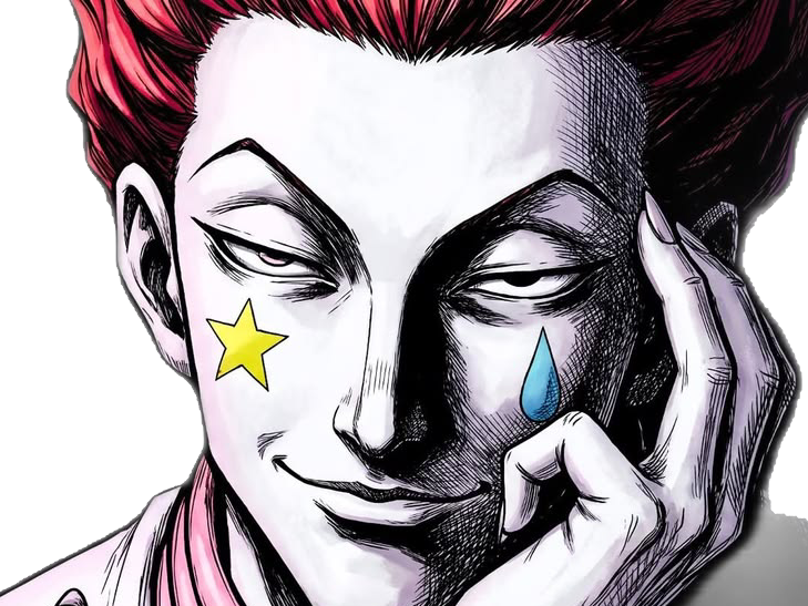 Sticker hisoka morou hunter x cheveux rouge yeux jaune tatouages clown isaac netero fic bloop par Bl0op