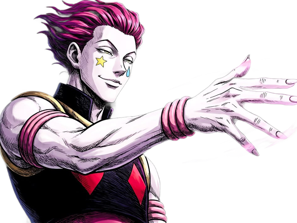 Sticker hisoka morou hunter x cheveux rouge yeux jaune tatouages clown isaac netero fic bloop par Bl0op
