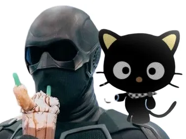 Sticker theboys blacknoir black noir ninja fumer heros superheros costume mignon drink smoothie desert chat par XDREAD