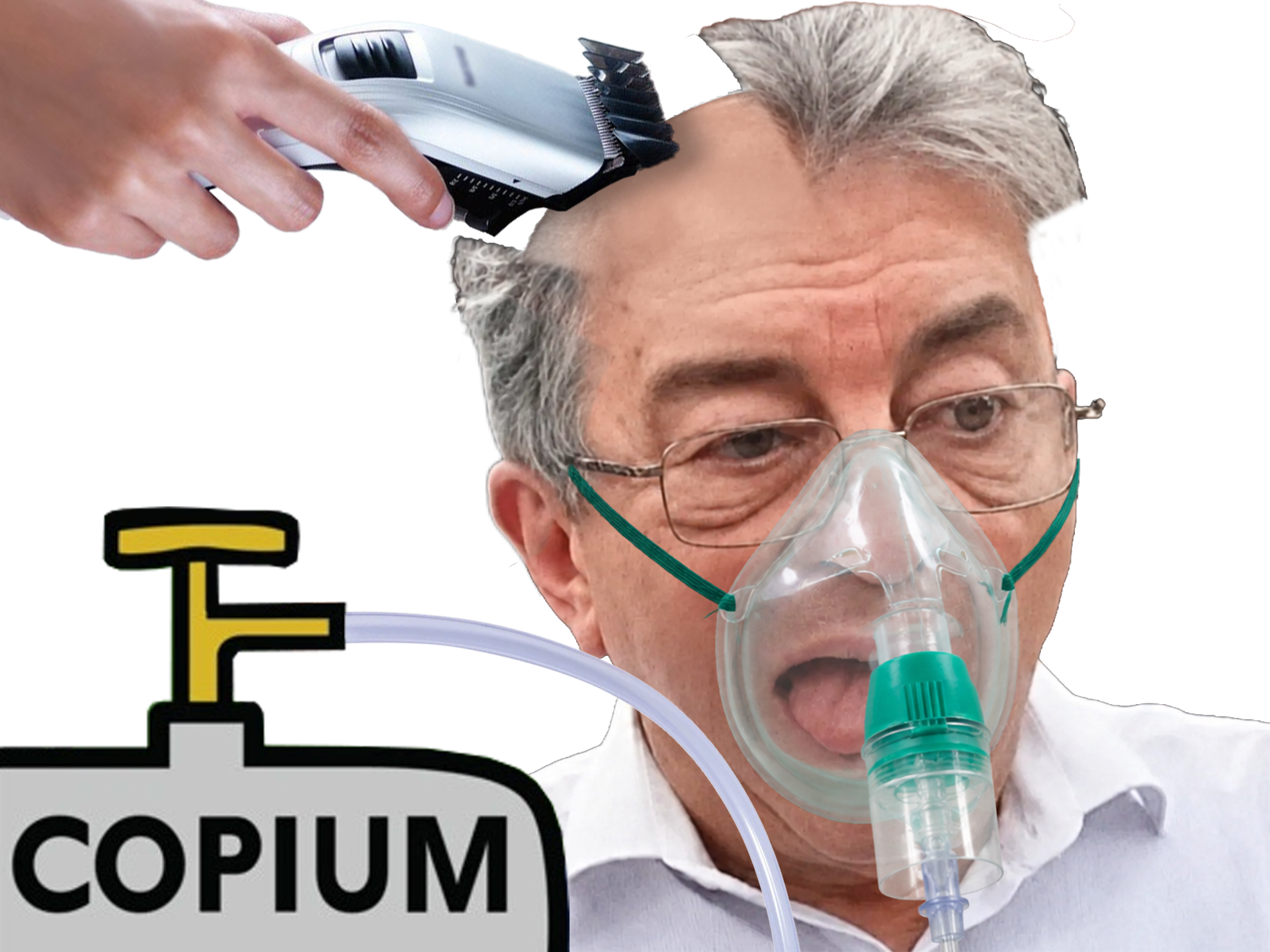 Sticker melenchon cope copium lfi fiste jean luc tondeuse tonte masque gauchiste par Madza