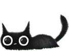chat tout plat noir dessin couche mignon cat chaton anime black chatte grands yeux knifos