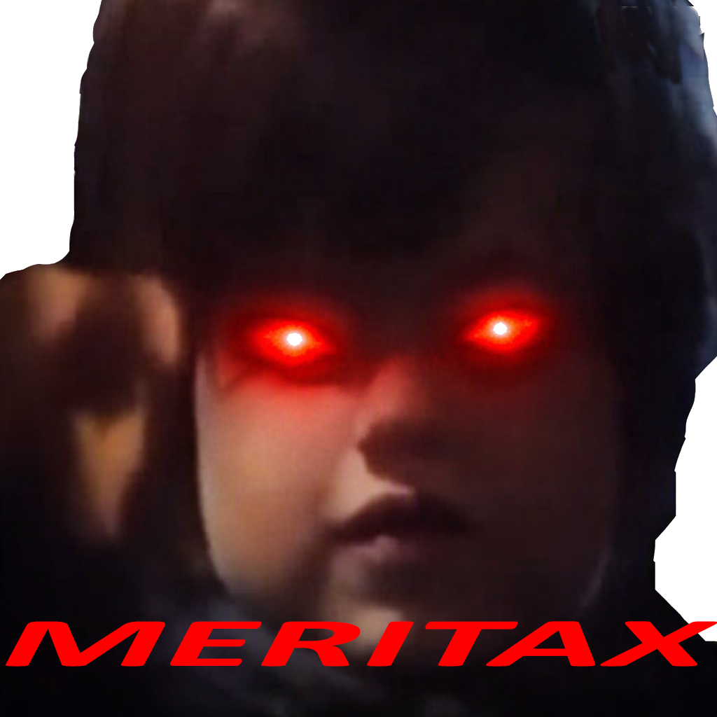 Sticker meritax merite diabolique peur yeux accuse doigt par Cosmobanana