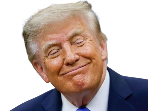 Sticker donald trump souriant sourire sourit content maga fier rigole haha moquerie moqueur mdr lol knifos par Knifos